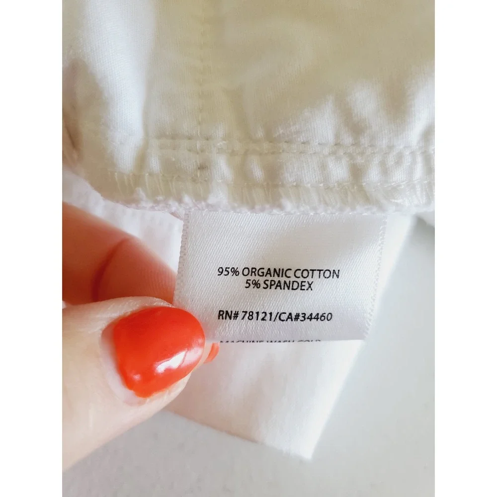 Eileen Fisher White Organic‎ Cotton Stretch Cropped Pants Womens Large